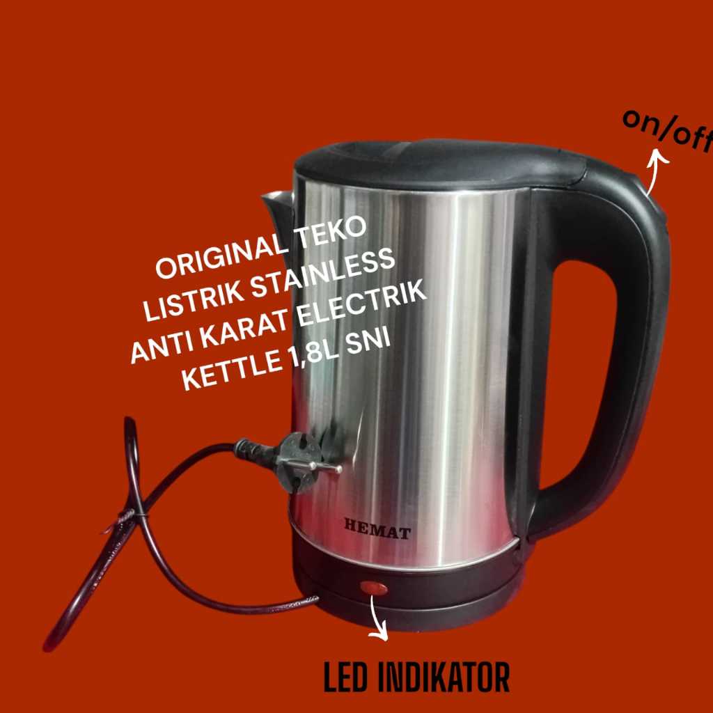 C51 TEKO LISTRIK STAINLESS LISTRIK MULTIFUNGSI 400 w WATT PEMANAS AIR KETTLE ELEKTRIC 1.8 L BESAR OT