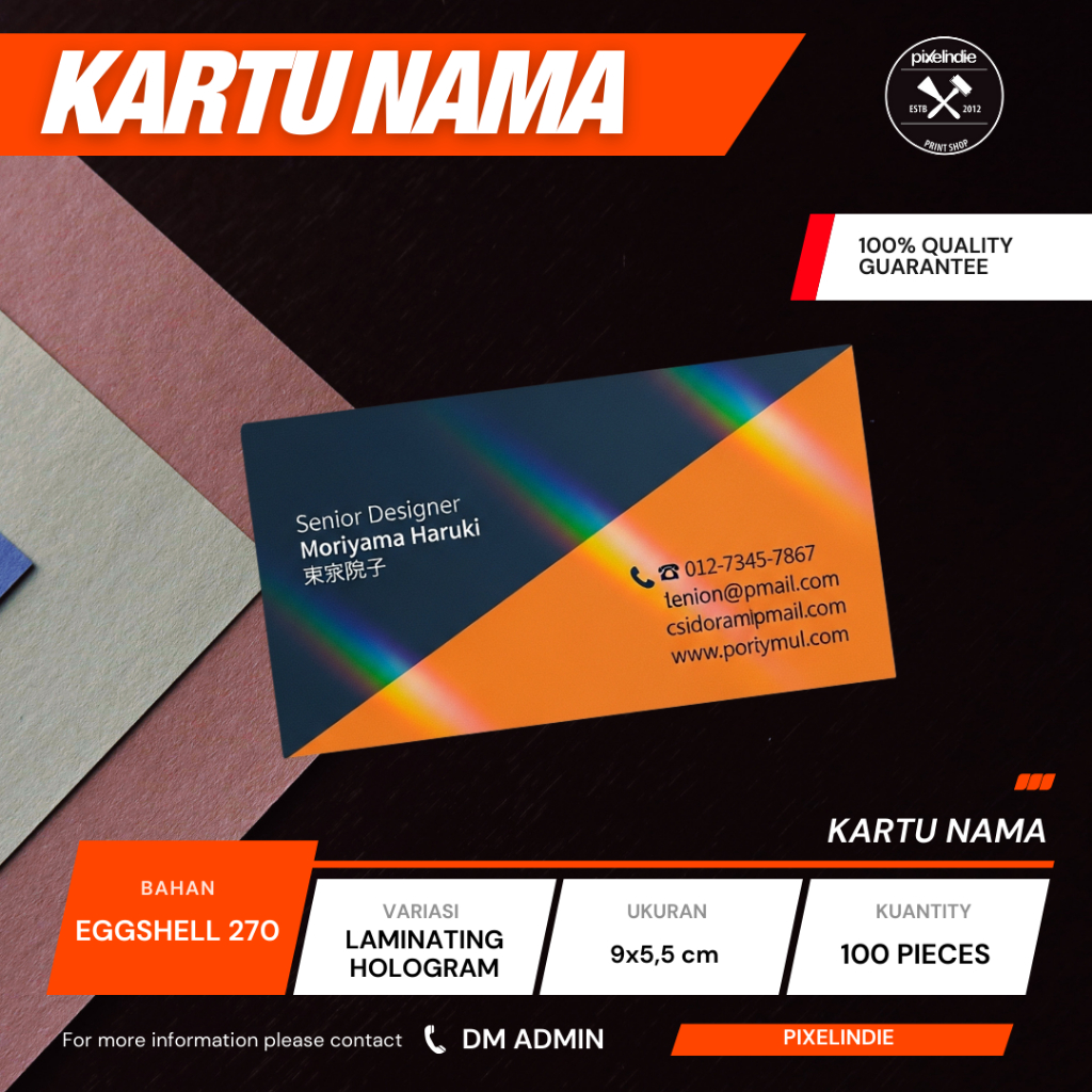 

CETAK KARTU NAMA PREMIUM | EGGSHELL 270GSM 1 SISI / 2 SISI | TEKSTUR MATTE ELEGAN