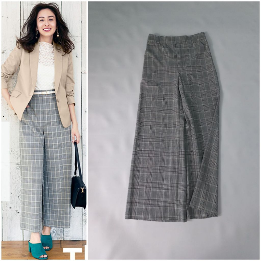 GU UNIQLO Checked Wide Pants