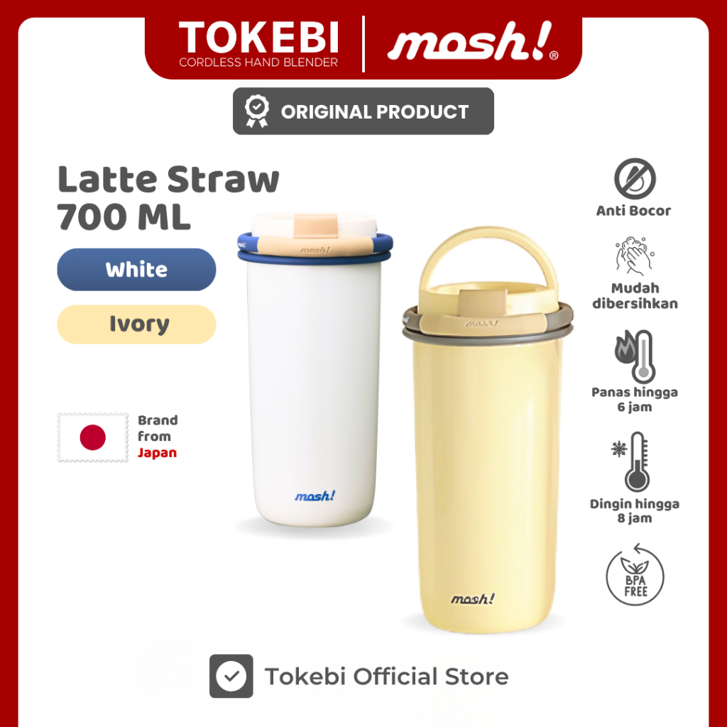 Mosh Straw Latte Tumbler - Botol Minum Stainless Steel 700ML
