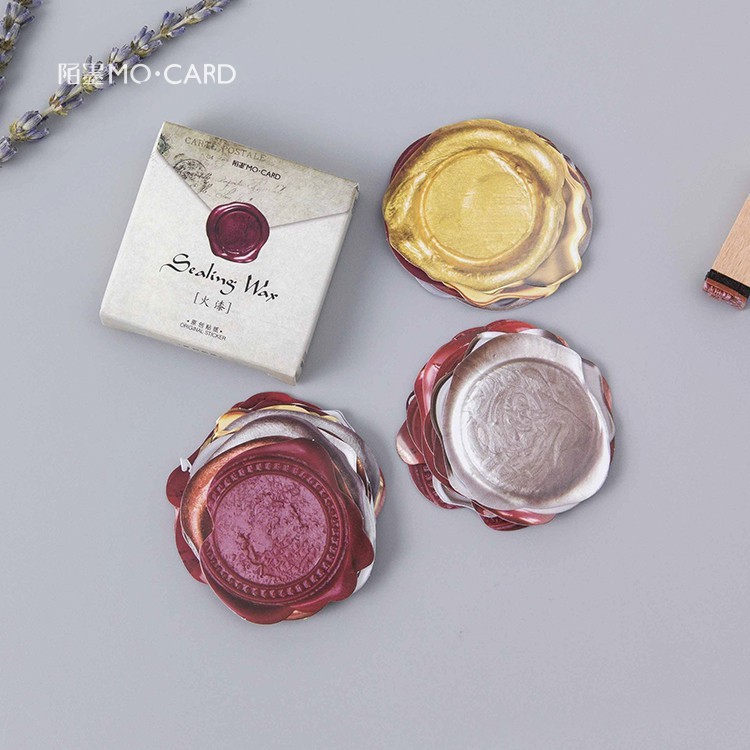 

【MAPLESOL】45 Pcs SEAL WAX Sticker Box Aesthetic diary / Sticker Aesthetic Dekorasi Jurnal self-adhesive decorative sealing stickers DIY Handbook Stickers Perangko Stiker Bujo / scrapbook / journal junk / Buku Diary / sticker Retro/ vintage