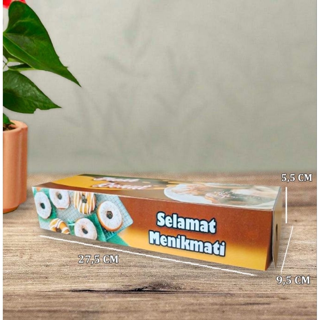 

Kotak Donat Motif 27,5 x 9,5 x 5,5 cm | Kotak Kemasan Donat Fresh Donut | Box Donat Mini Premium | Dus Kue Donat Full Color - 1 Pack (100 pcs)