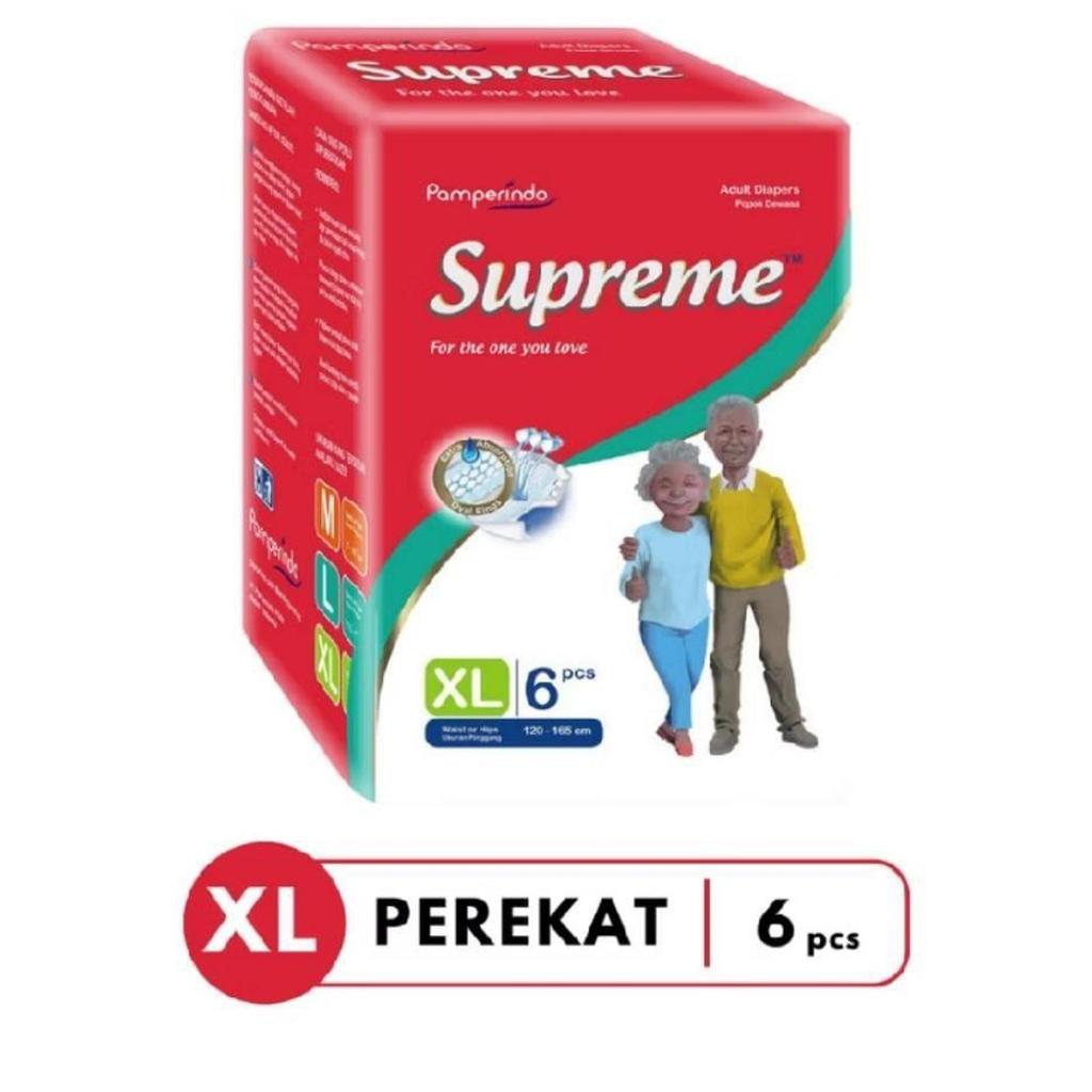 Supreme Diapers Ukuran XL | Popok Dewasa untuk lansia ukuran Xl isi 6 pcs