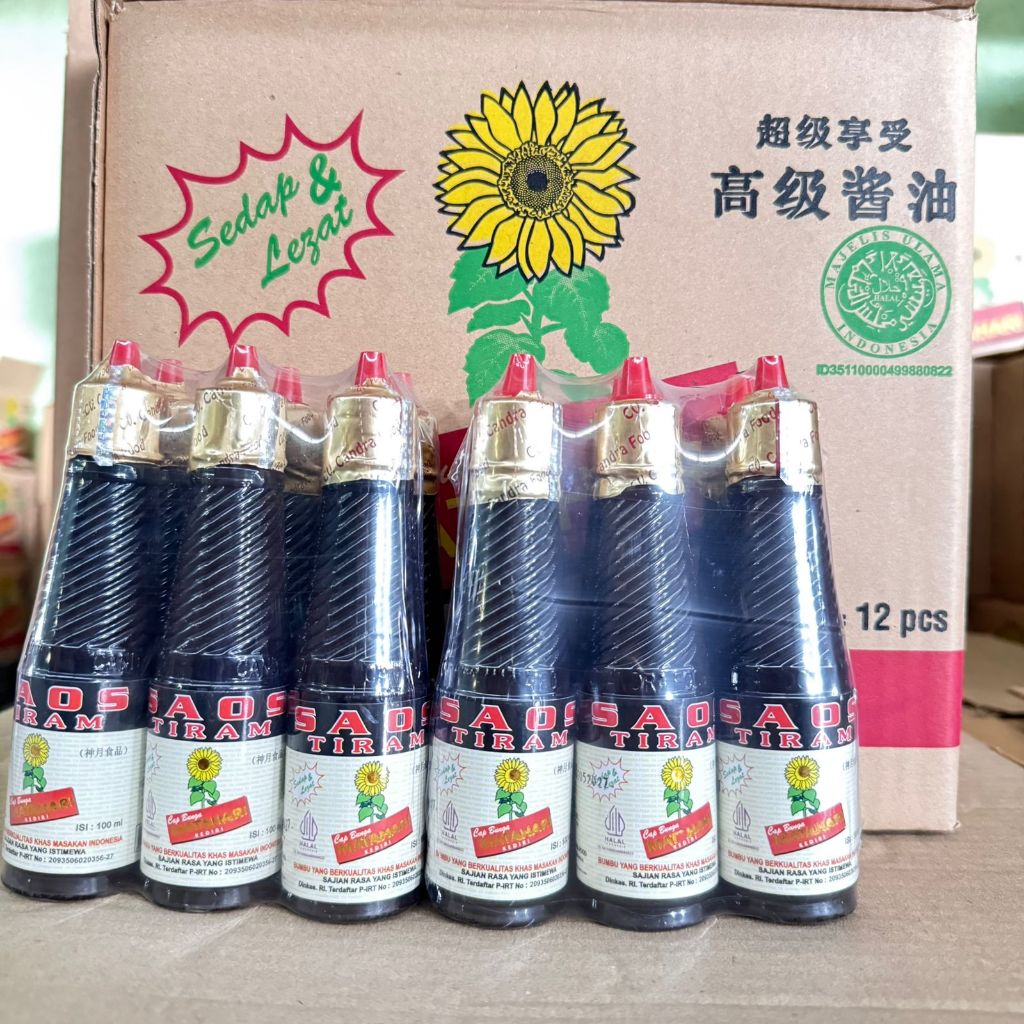

Saos Tiram , Bahan Makanan , Cap Bunga Matahari 100ML Siap Packing 12pcs