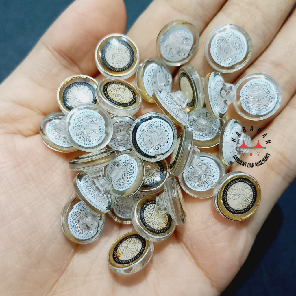 Kancing IMP Acry 20L / 13 mm Kombinasi Perak Kancing Hias Dijual Gross Kancing Baju Hias