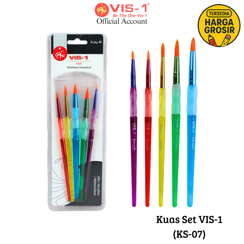 

VIS-1 - Kuas Set Acrylic / Kuas Set Melukis / Art Brush Set / 1set 5pcs