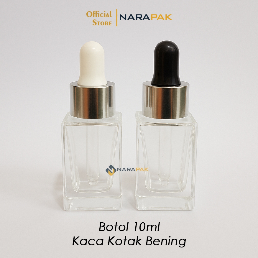 Botol Kaca 10ml Kotak Bening Botol Pipet Serum Skincare Ring Silver 10KT