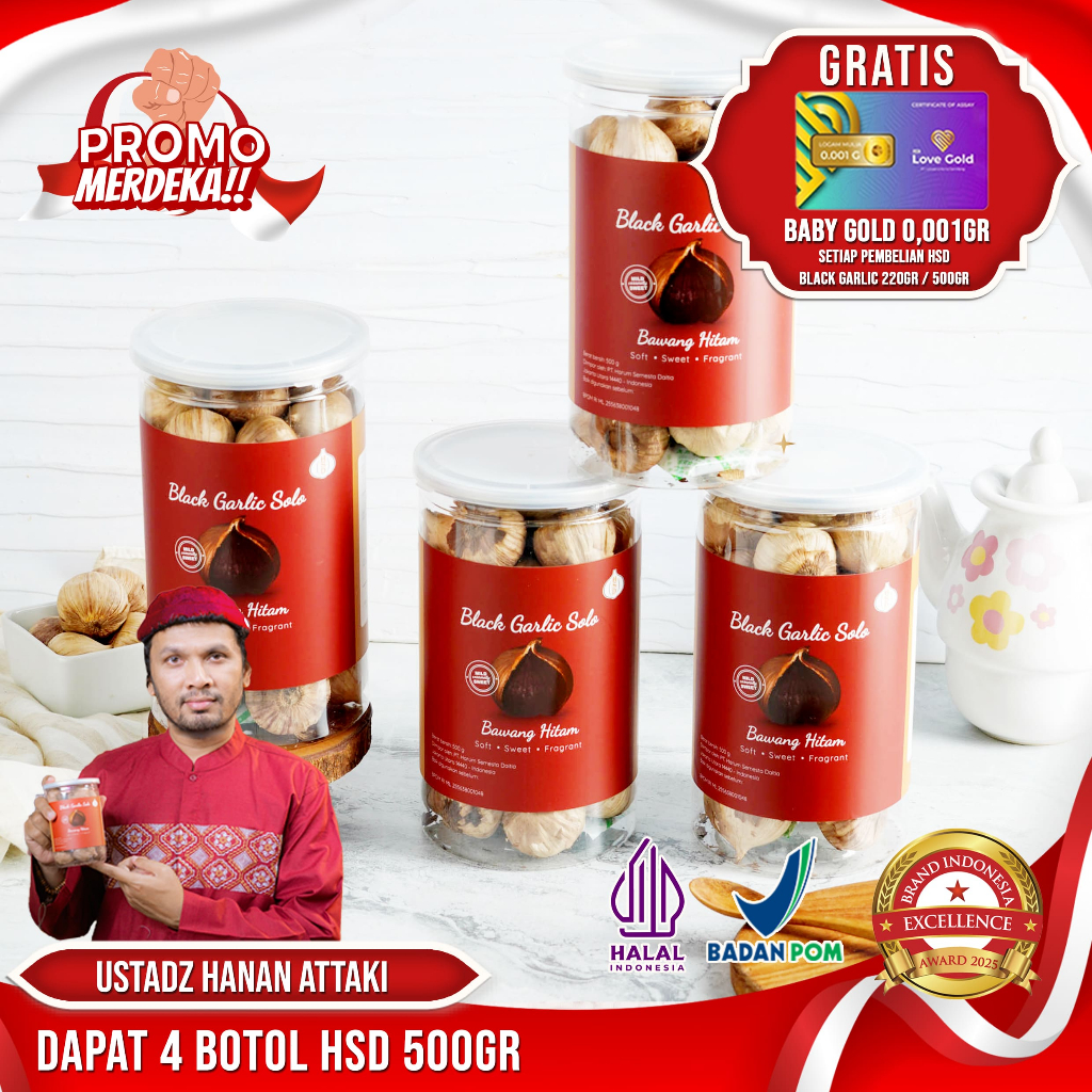 

4 BOTOL HSD Black Garlic Solo ( Bawang Hitam Tunggal) 500 Gr