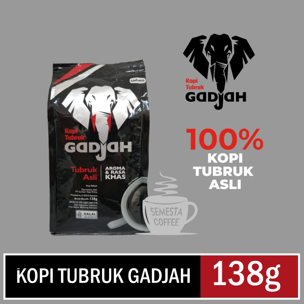 

Kopi Tubruk Gadjah asli 138g Kopi Bubuk