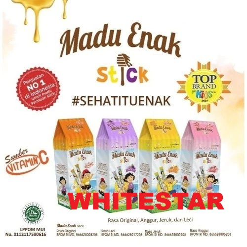 

(10 pcs stik) madu enak stick + vitamin C rasa original, anggur, leci, orange / jeruk