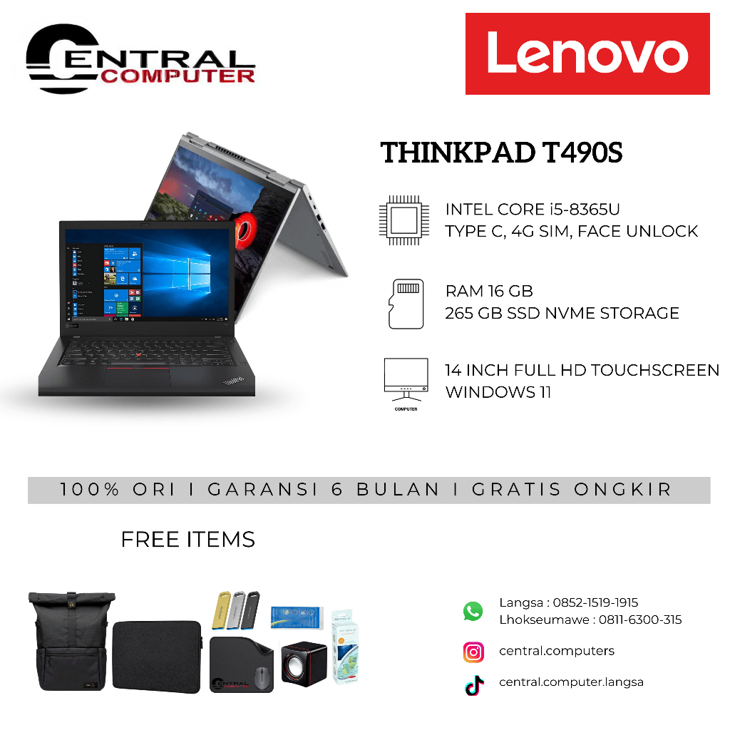 Laptop Lenovo Thinkpad Touchscreen Windows 11- Second Murah Bergaransi / Laptop Second