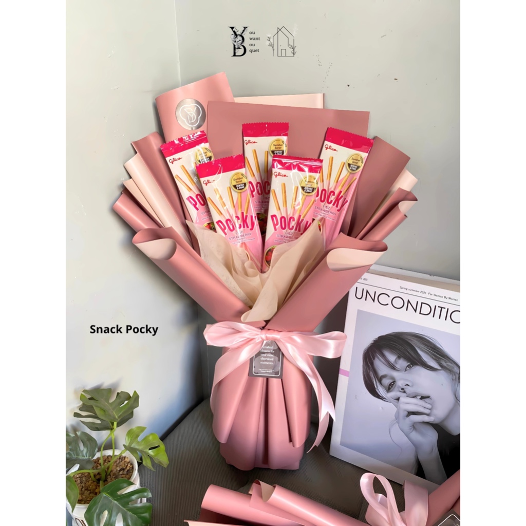 

Buket Pocky buket makanan free ucapan dan packing