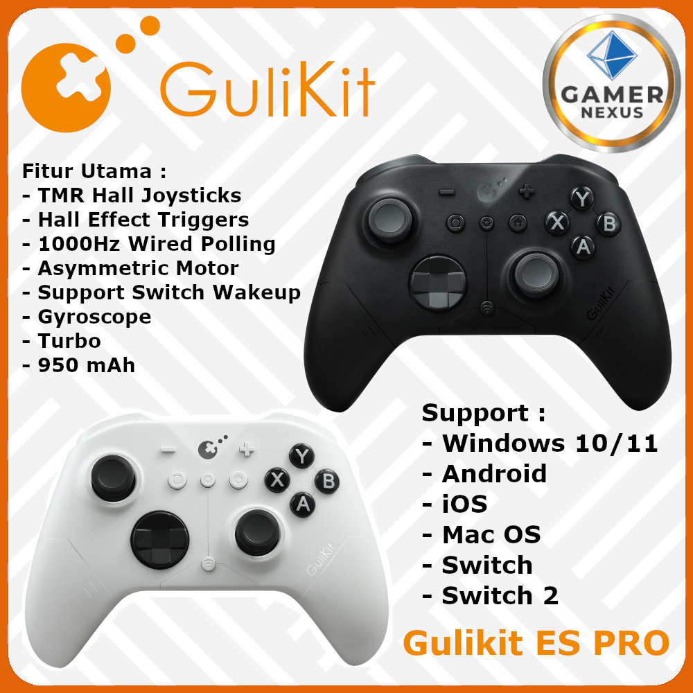 Gulikit ES PRO Wireless Controller TMR Hall Effect Trigger Gamepad Joystick PC Windows Android Switc