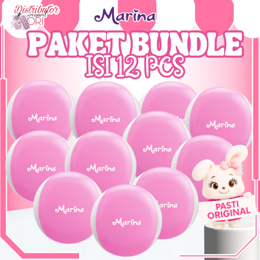 [PAKET ISI 12] BEDAK PADAT MARINA/ MARINA COMPACT UV BRIGHTEN UP WITH UV A & UV B Protection BUNDLE 