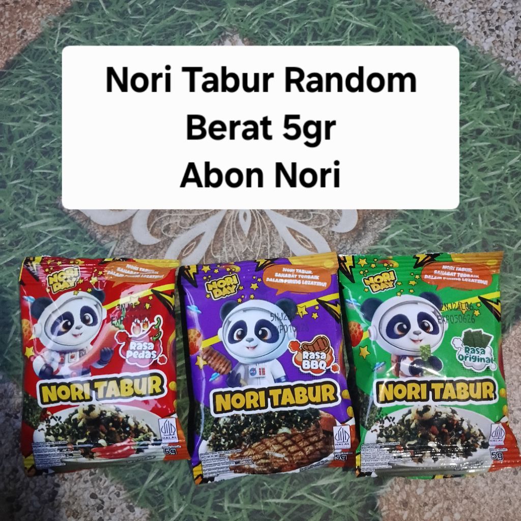 

(SALE) Nori Tabur Random berat 5gr cemilan kekinian snack viral nori crispy rice paper rumput laut kering dry seaweed halal harga termurah promo sale