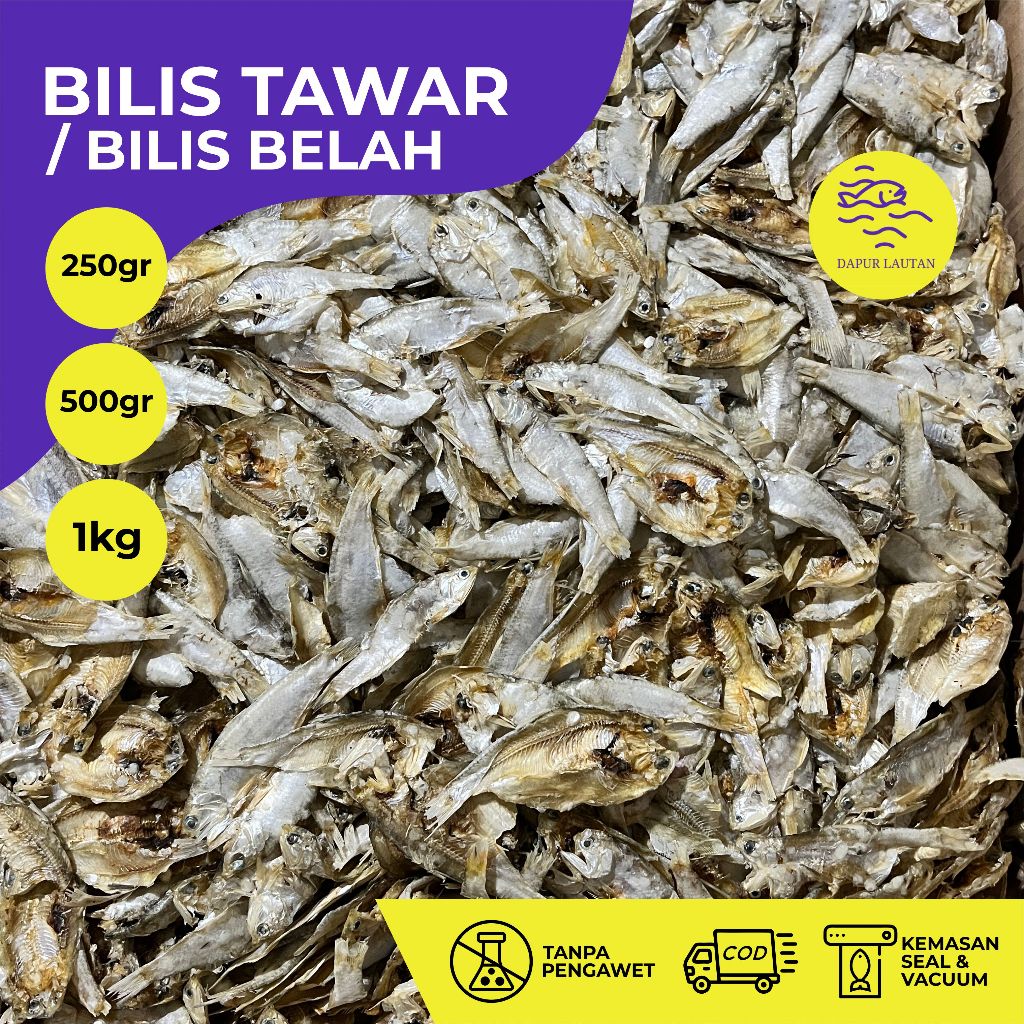 

Ikan Asin Bilis Tawar / Bilis Belah Berat 250 gram, 500 gram, & 1 kg