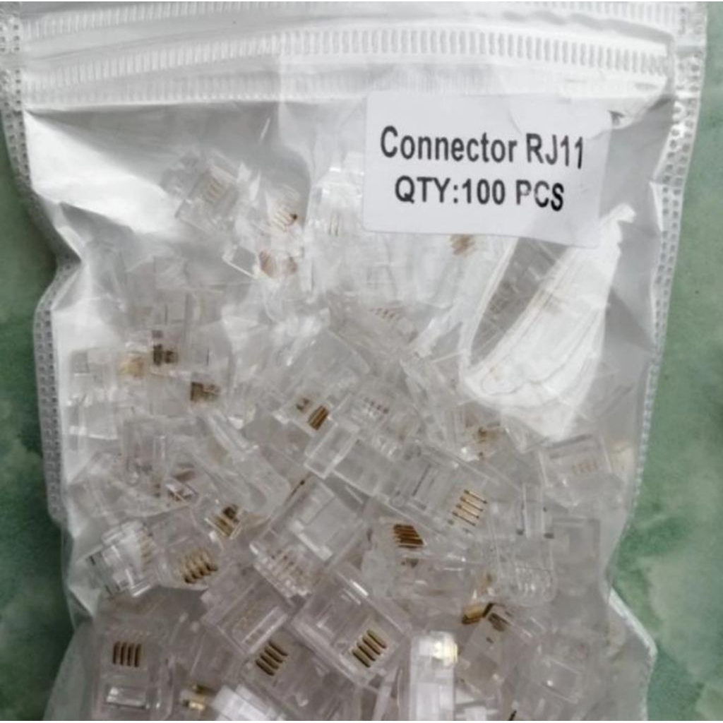 Konektor RJ11 Connector Telepon RJ 11 isi 100 pcs telepon