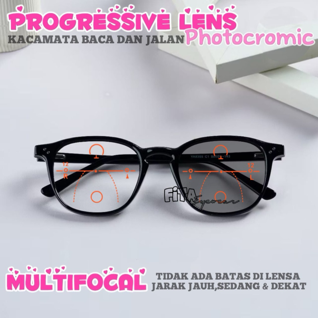 Kacamata Baca Progresif Photocromic | Kacamata Baca Dan Jalan Photocromic Pria/wanita | Kacamata Plu