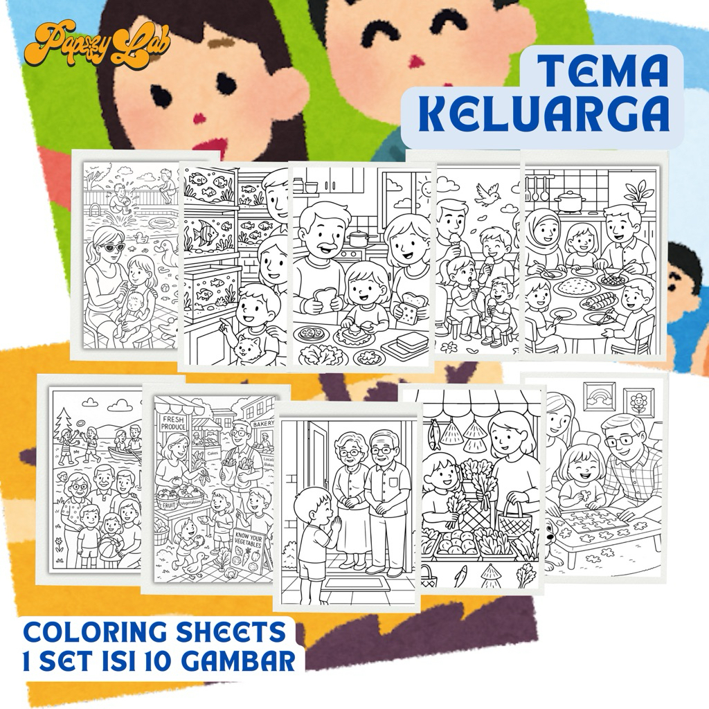 

KERTAS MEWARNAI A4 A5 - tema keluarga isi 10 LEMBAR PERMAINAN EDUKATIF