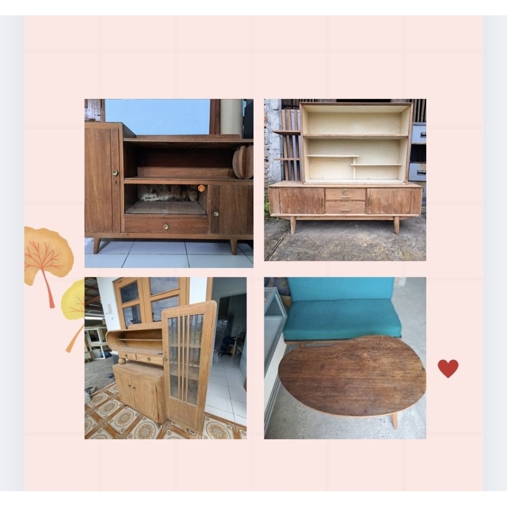 Set bifet jati bifet jati lawas bifet jati tv sofa jati plus meja(meja bifet jati lawas 3 dan meja k