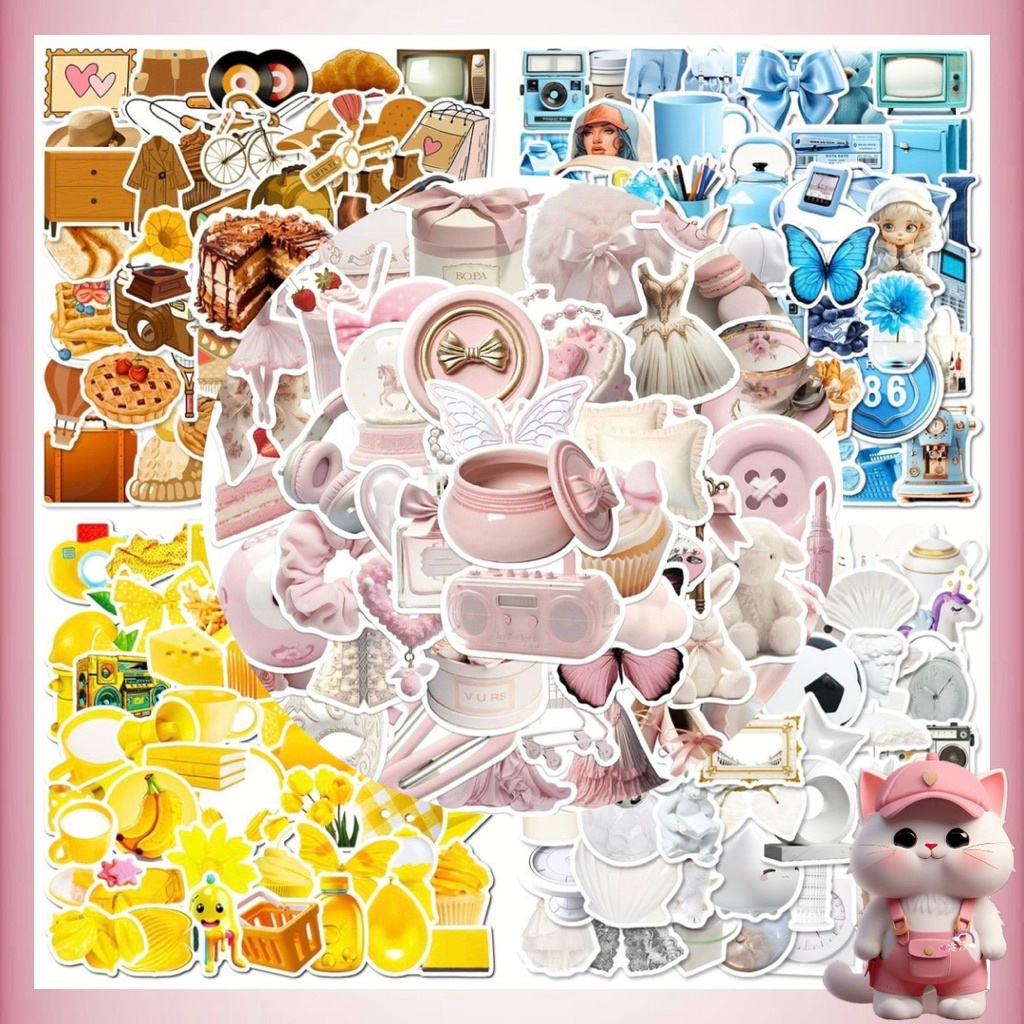 

( 50 PCS ) Stiker Aesthetic Murah / Sticker Aesthetic / Stiker Vintage Anti Air / Stiker Tumbler Sudah Cutting untuk Casing Notebook Jurnal Laptop Journaling Buku Dll