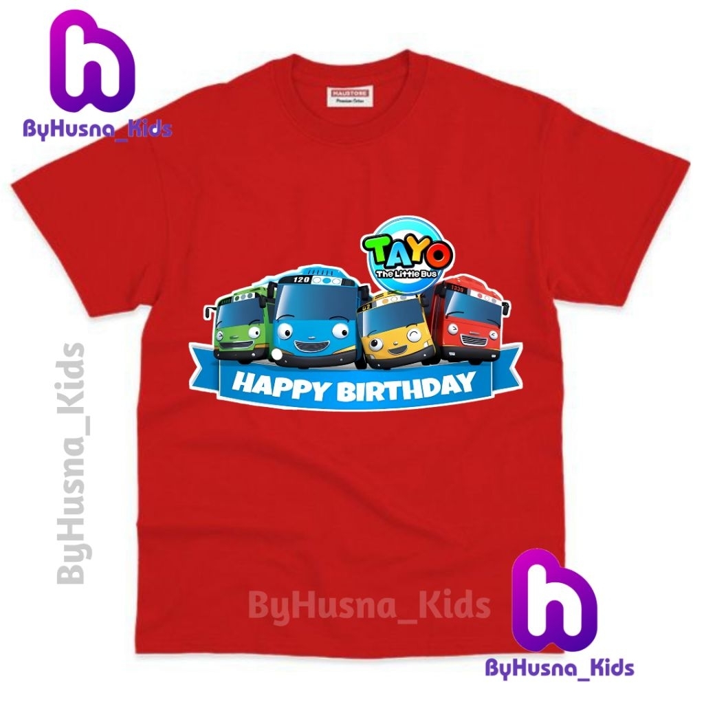 BAJU KAOS ANAK TAYO BUS TAYO HAPPY BIRTHDAY THE LITTLE BUS X FRIENDS ANAK UNISEX COWO CEWE