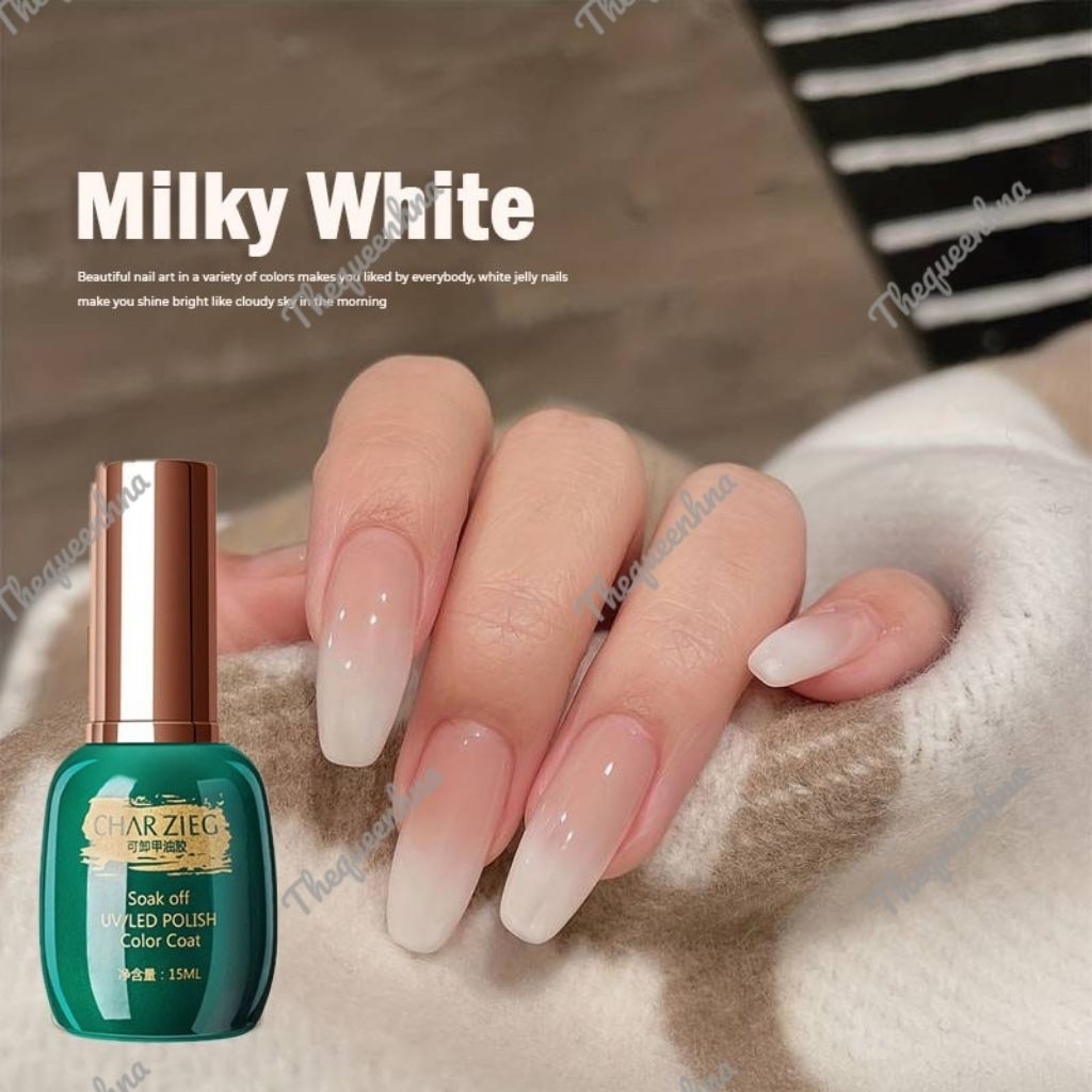 CHARZIEG Milky White Charzieg 15ml No 95 UV LED Gel Polish Kutek Gel Kutek CHARZIEG UV Led Soak Off 
