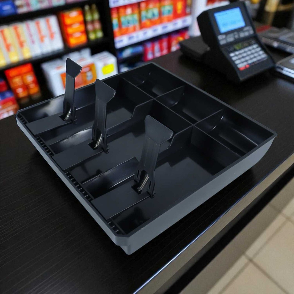 Tray Laci Kasir Uang 4 Sekat Plastik Coin Cash Drawer