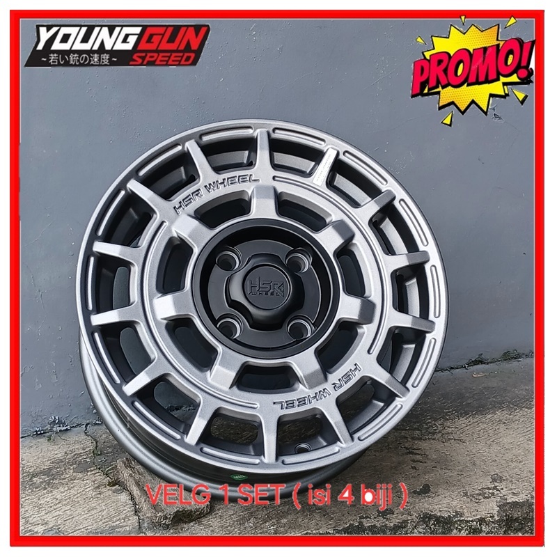 velg mobil ring 14 hsr mentawai ring 14 lebar 6 lubang 4x114,3 warna matt grey