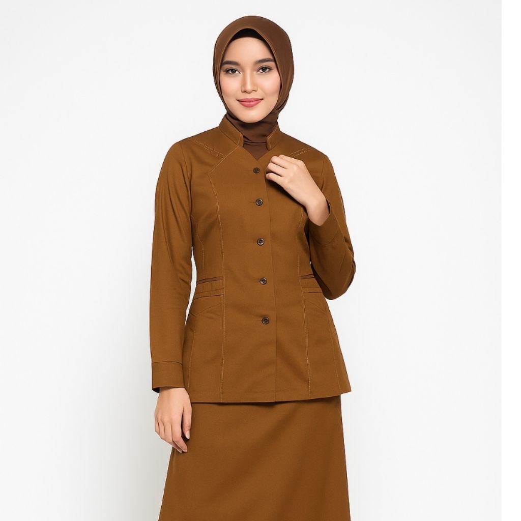 Seragam PNS Guru Pemda Aceh Wanita | Baju PNS Setelan Blazer + Rok Dan Celana | Ukuran SS - 5L | Ser