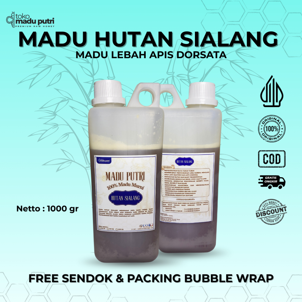

Madu Putri Hutan Sialang 1Kg dan 500Gr Madu Asli Langka dari Pohon Sialang, Kaya Enzim & Nutrisi