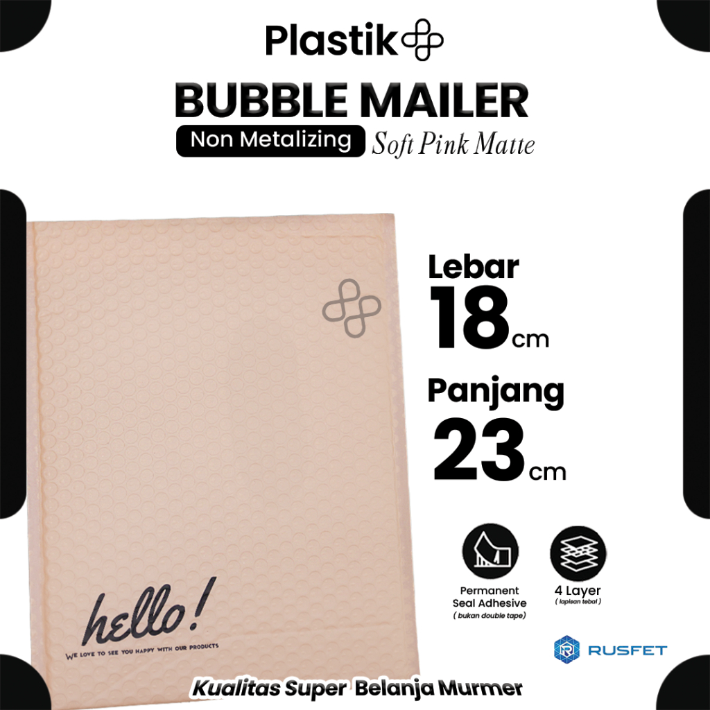 

Amplop Security Bubble Mailer Soft Pink 18cm x 23cm Premium Solid Color Merek Rusfet Harga Satuan