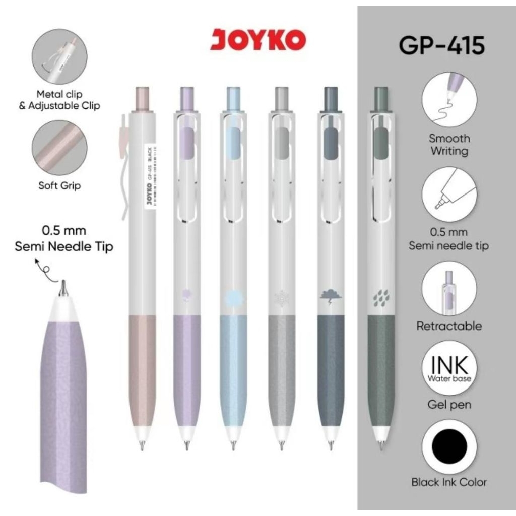 

Joyko Retractable Gel Pen GP-415 Hitam 0,5 MM