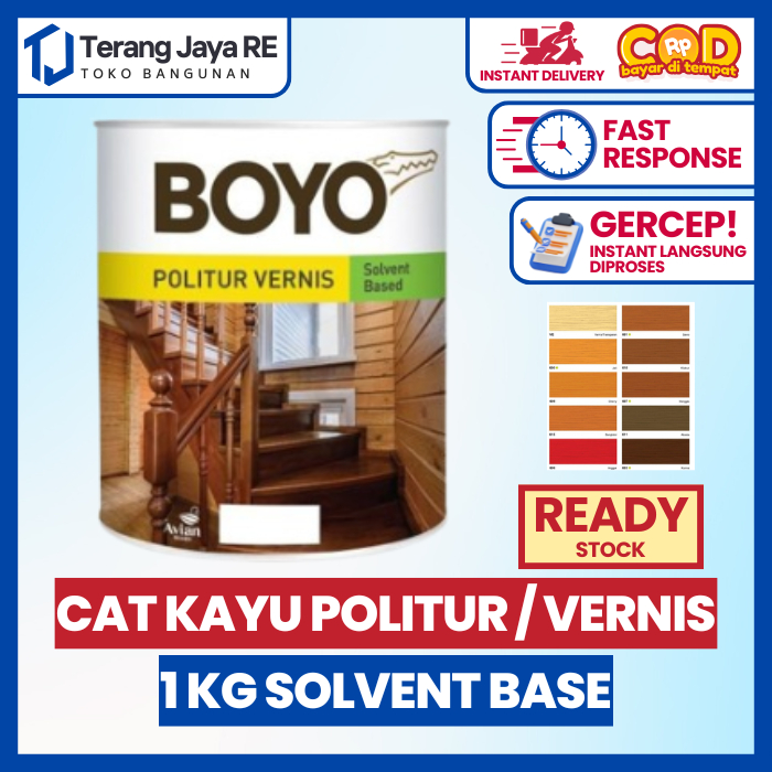 Cat Kayu Politur Vernish BOYO 1kg (SOLVENT BASE)