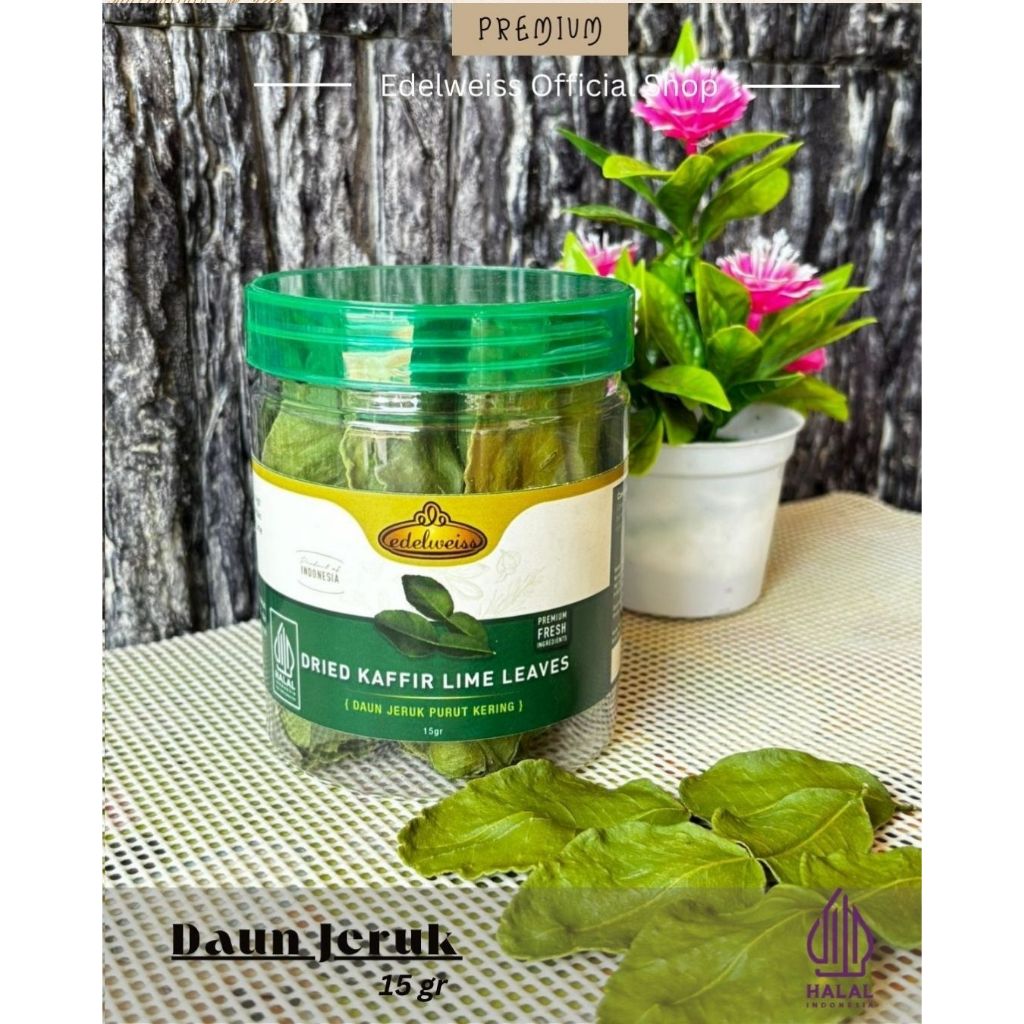 

Edelweiss Daun Jeruk Purut Kering / Daun Jeruk Kering 15gr (Dried Kaffir Lime Leaves)