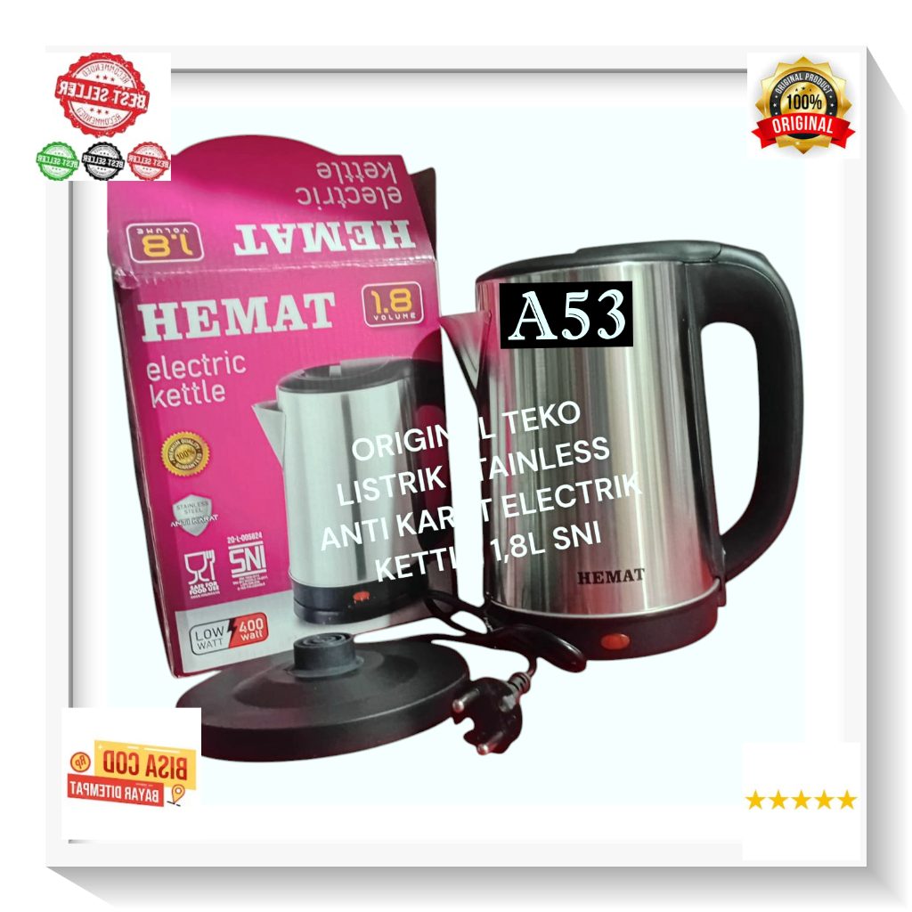 A53 TEKO ELEKTRIK AIR PANAS TEKO LISTRIK STAINLESS LISTRIK MULTIFUNGSI 400 w WATT PEMANAS AIR KETTLE
