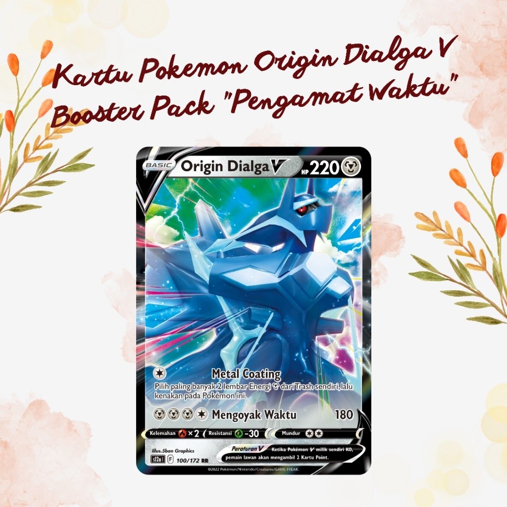 Kartu Pokemon Origin Dialga V dari Booster Pack "Pengamat Waktu" Juli 2022