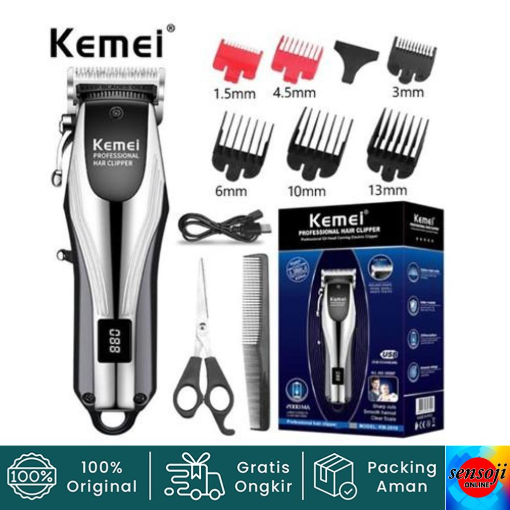 Kemei KM-2619 Professional LCD Hair Clipper Mesin Cukur Rambut Elektrik Kemei KM2619