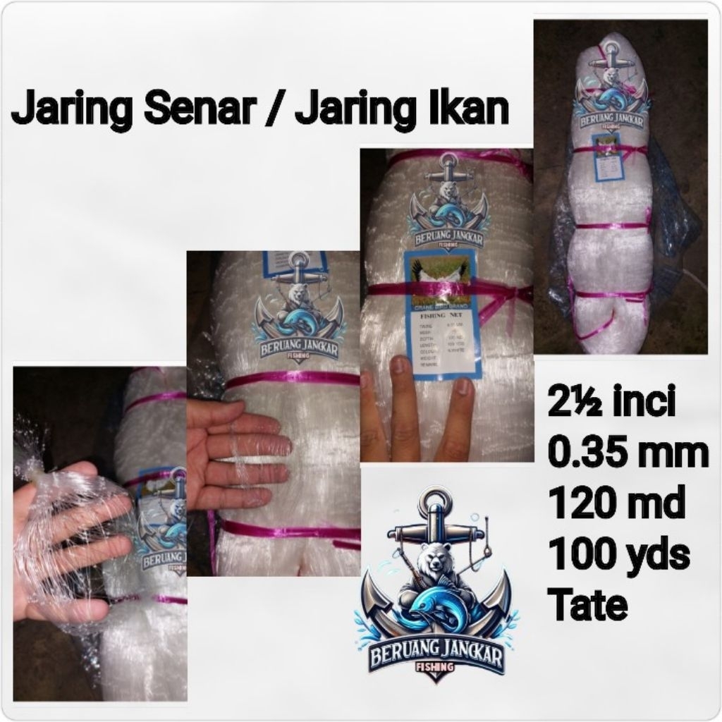 Jaring Senar / Jaring Ikan 2½inci 0.35mm 120md 100yds Tate