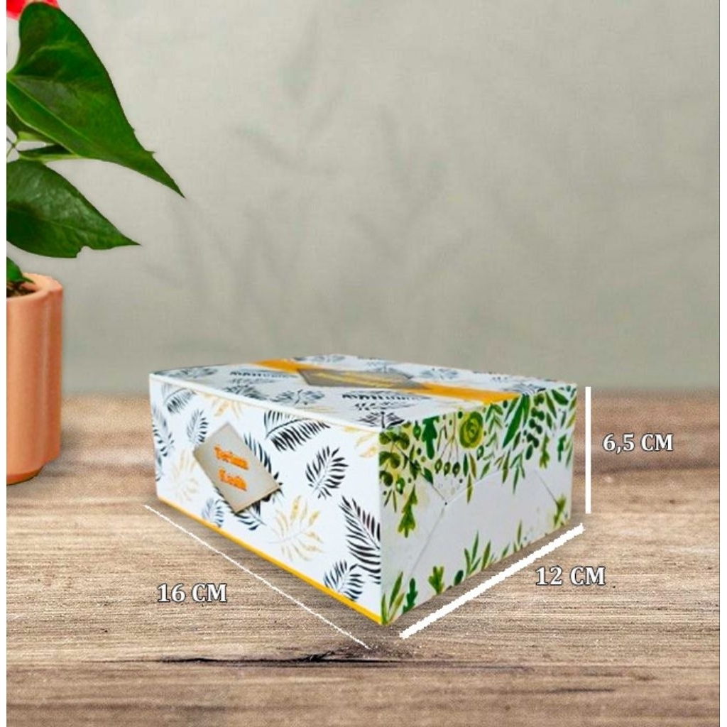 

Kotak Kue 12 x 16 x 6,5 cm | Snack Box Motif Daun Elegan | Dus Kue "Selamat Menikmati" | Kotak Kue Motif 16x12 - 1 Pack (100 pcs)