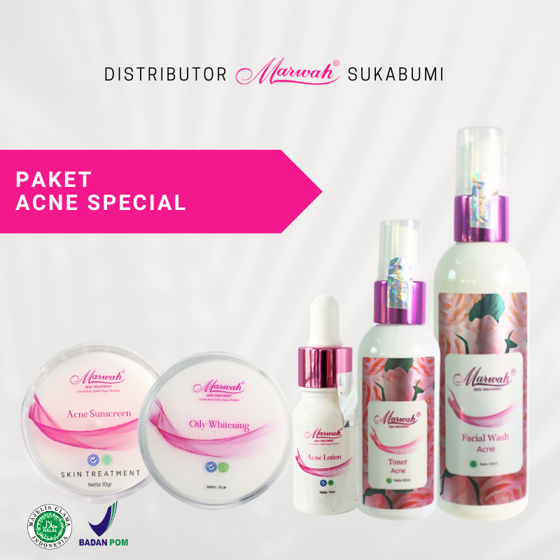 Marwah Skincare Paket Acne Spesial Lengkap | Penghilang Jerawat & Bekas Jerawat | Wajah Mulus Cerah