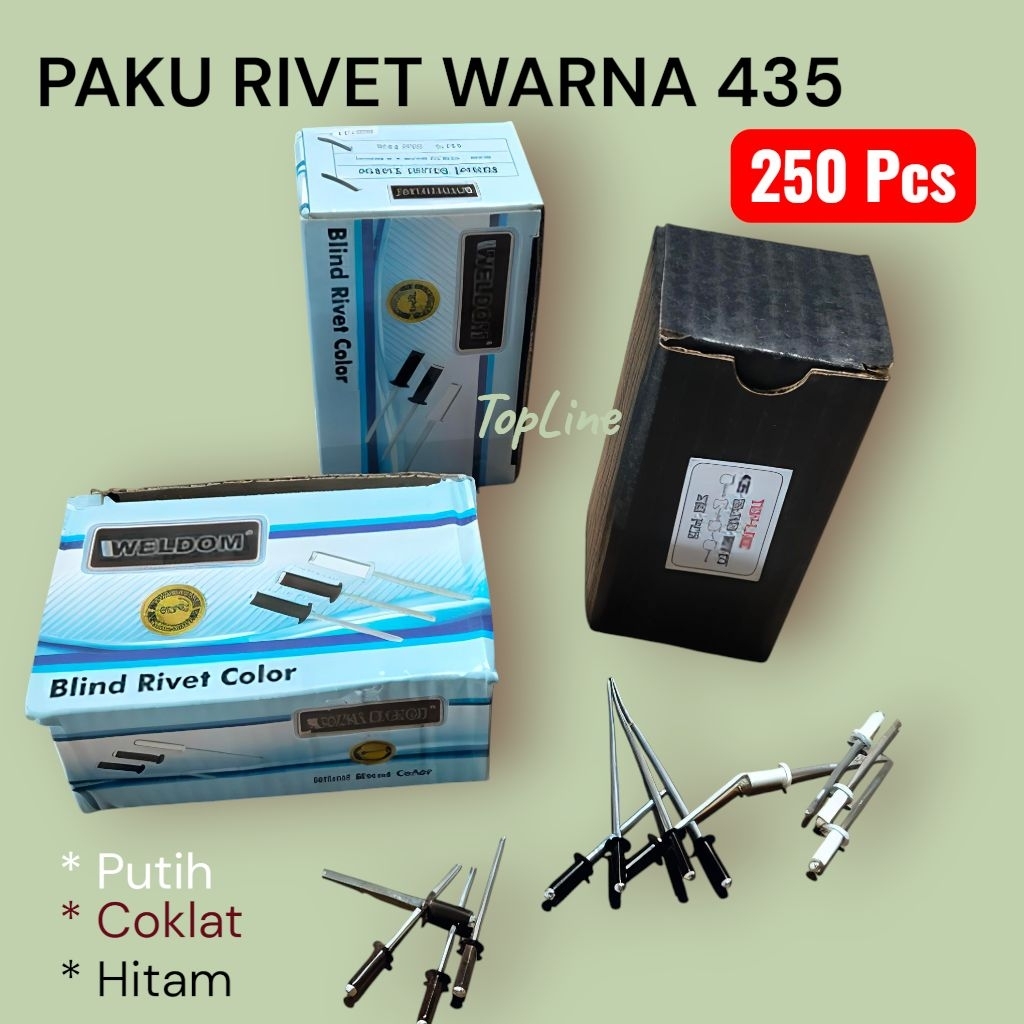 250 Pcs Blind Rivet Paku Rivet Hitam 435