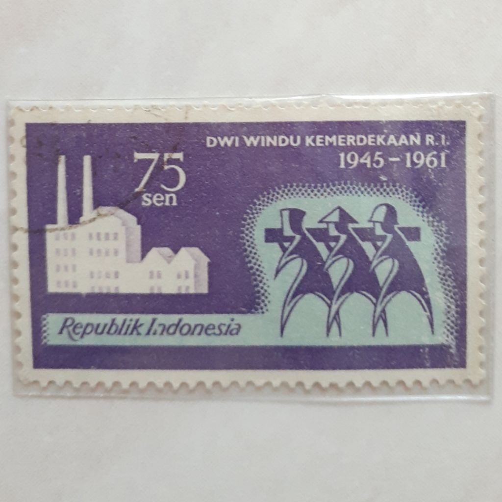 Perangko Indonesia Dwi Windu Kemerdekaan RI (75 sen) Tahun 1961