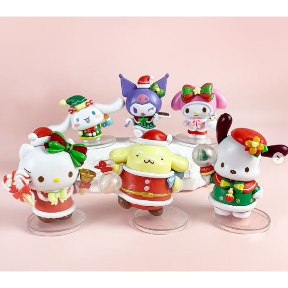 Figure Melody Kuromi Cinnamon Dog Pacha Dog Ornaments set 6pcs