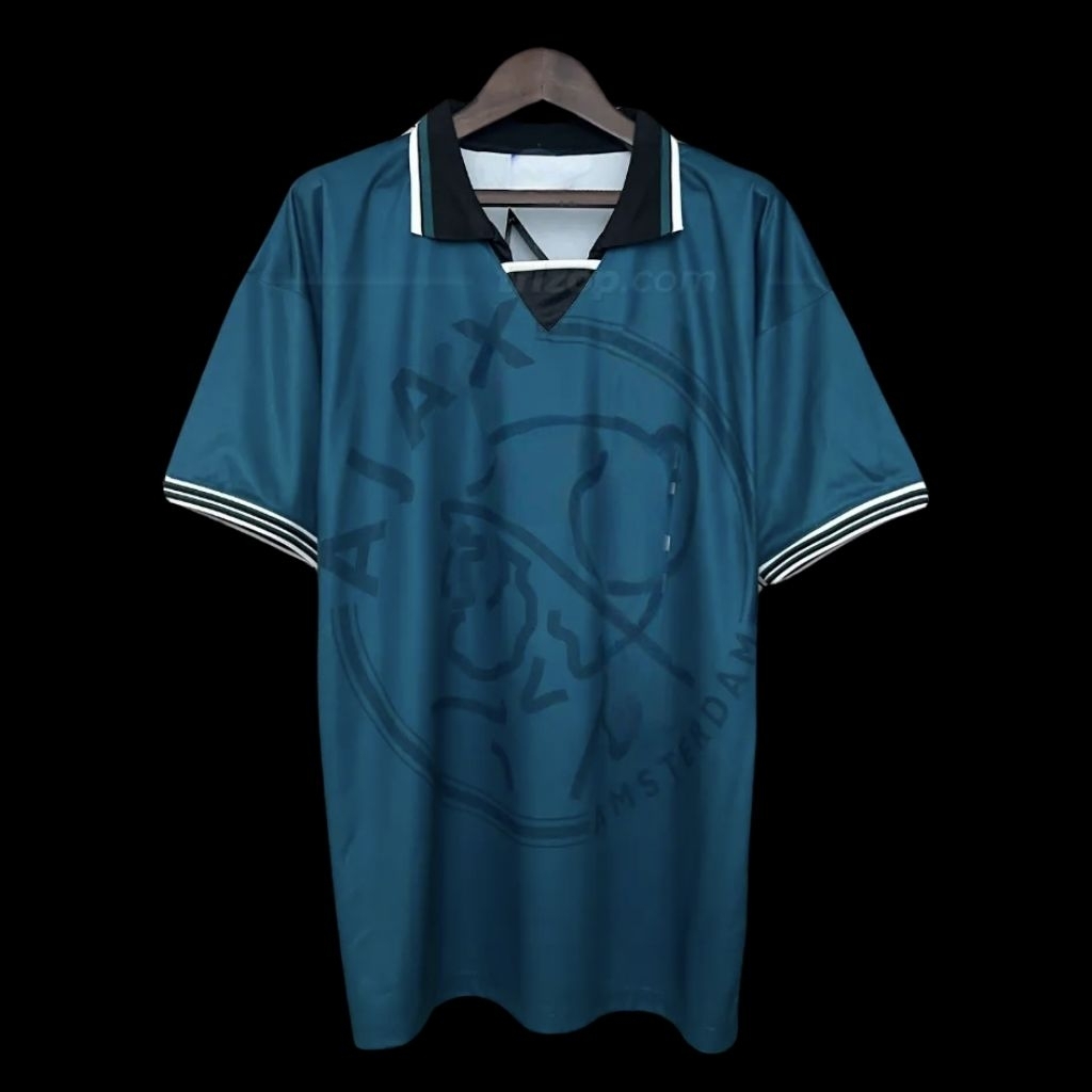 JERSEY BOLA RETRO AJAX AWAY 1995 1996 GRADE ORI AAA IMPORT LOGO BORDIR SPONSOR VELVET TIMBUL CHAT AD
