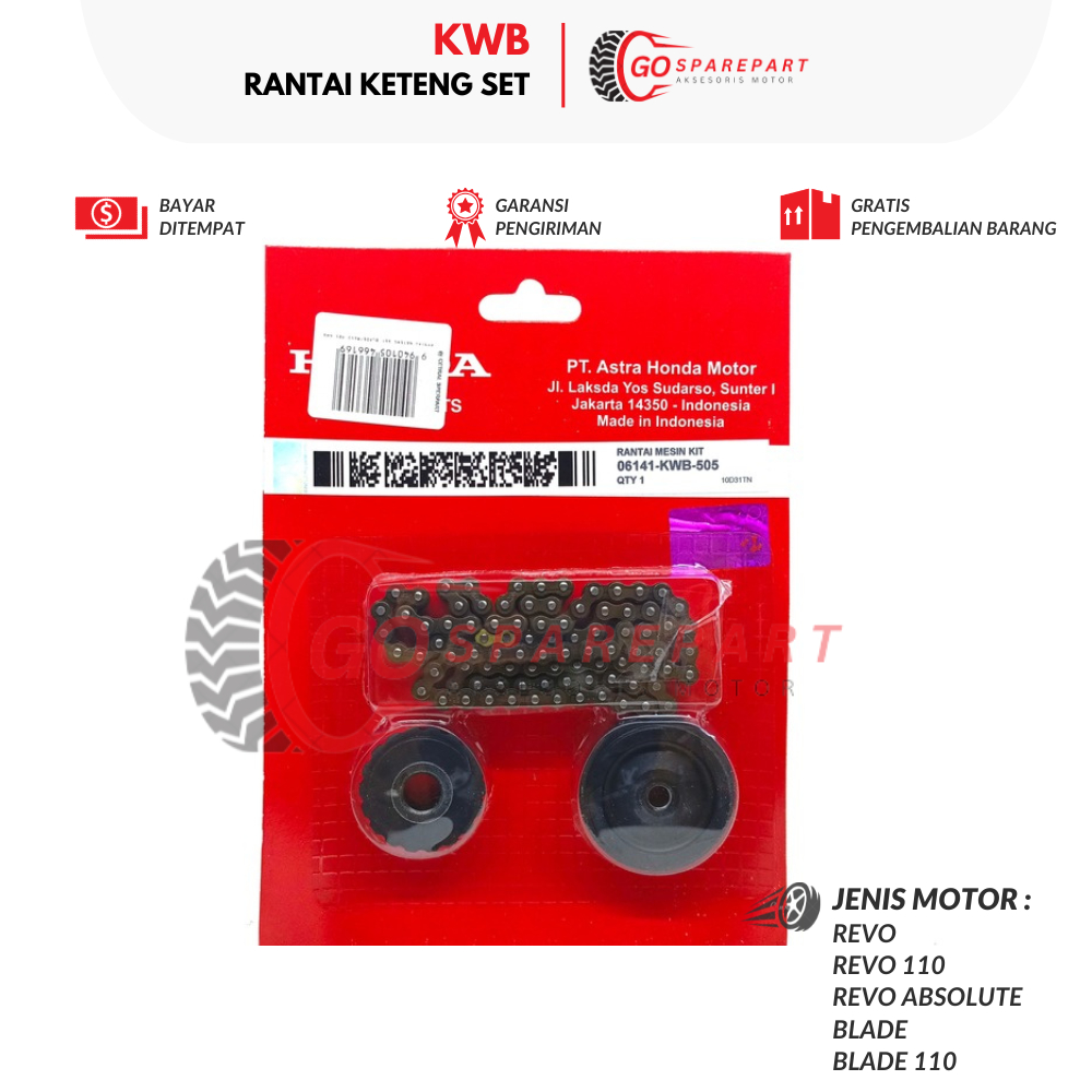 KWB RANTAI KETENG SET MOTOR HONDA REVO / RANTAI KAMPRAT SET MOTOR REVO ABS / GEAR KETENG SET BLADE /