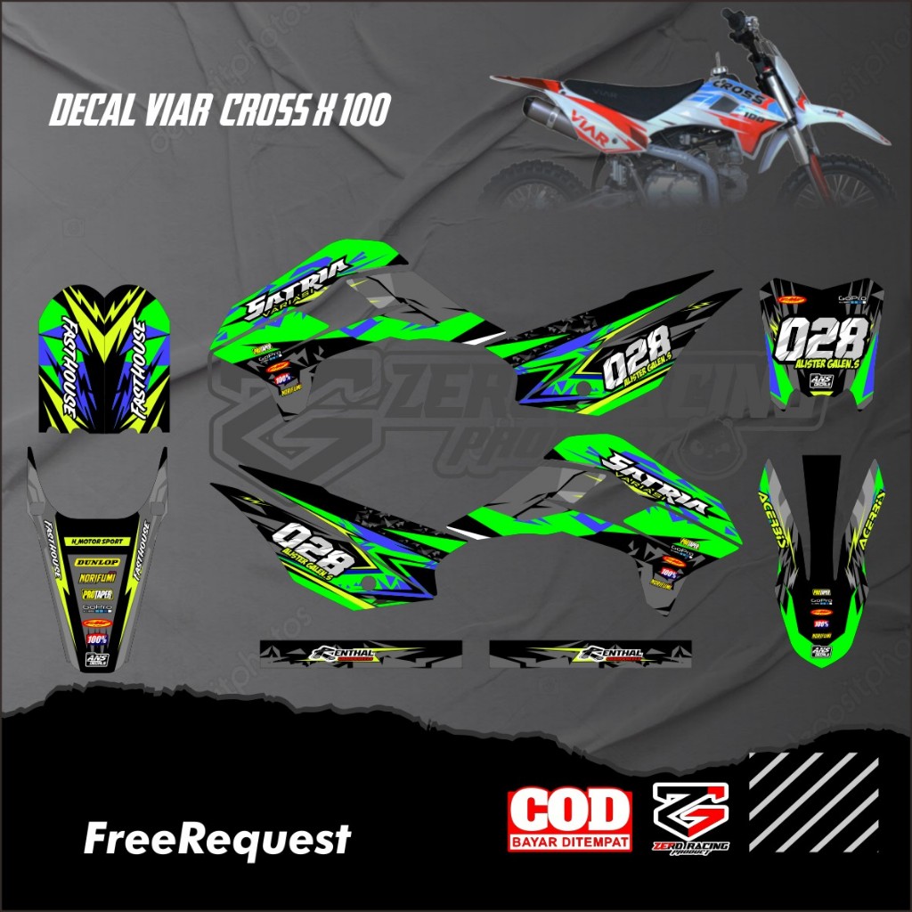 DECAL VIAR CROSS X 100 DECAL FULL BODY VIAR 100 DECAL MINI TRAIL BODY VIAR BISA REQUEST