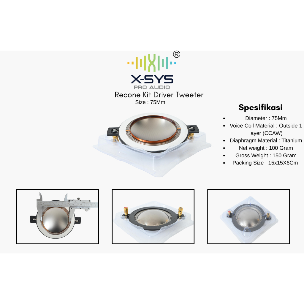 VOICE COIL 75MM ORIGINAL XSYS (XD-75F) TEMBAGA 100%