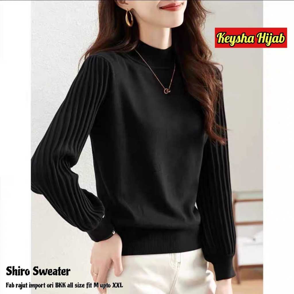 Shiro swater wanita jumbo ld 110 rajut import ori bkk sweater baju atasan polos halus adem premium