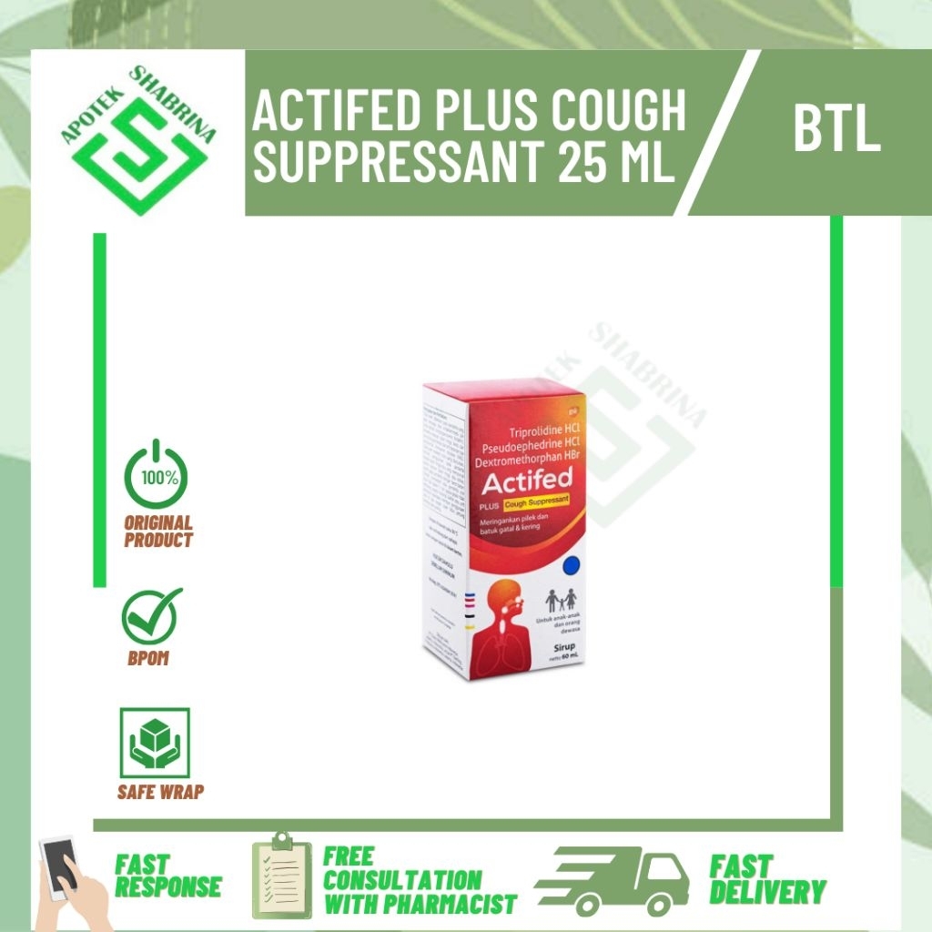 Actifed (merah) plus cough suppresant 25 ml / actifed batuk flu berdahak